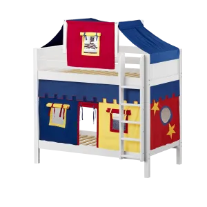 Maxtrix Twin High Bunk Bed with Straight Ladder, Top Tent   Curtain