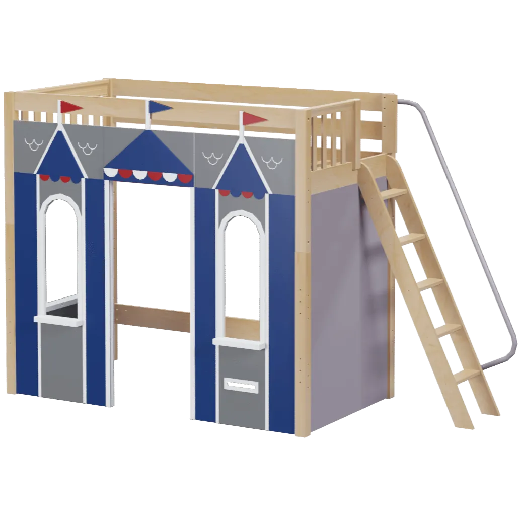 Maxtrix Twin High Loft Bed with Angled Ladder   Playhouse Panels