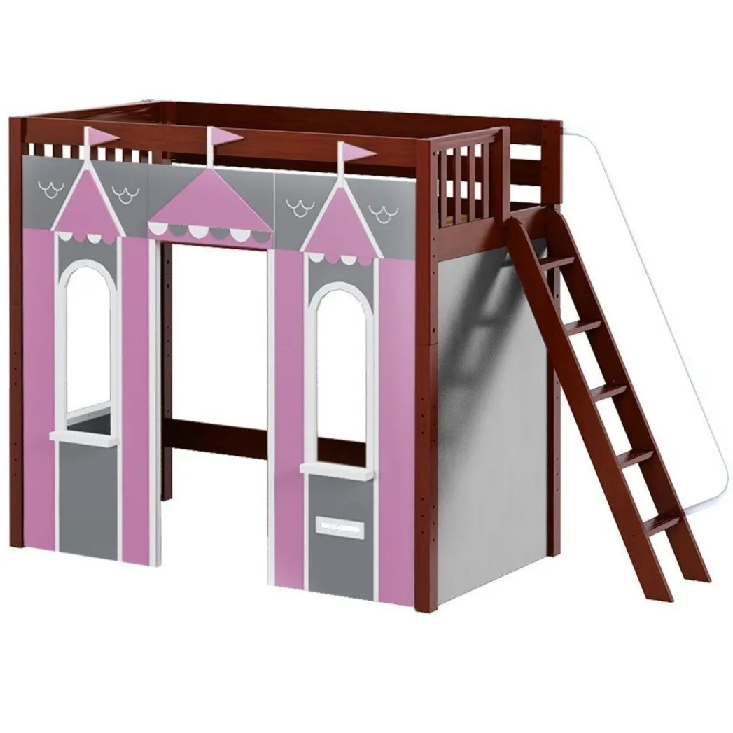 Maxtrix Twin High Loft Bed with Angled Ladder   Playhouse Panels