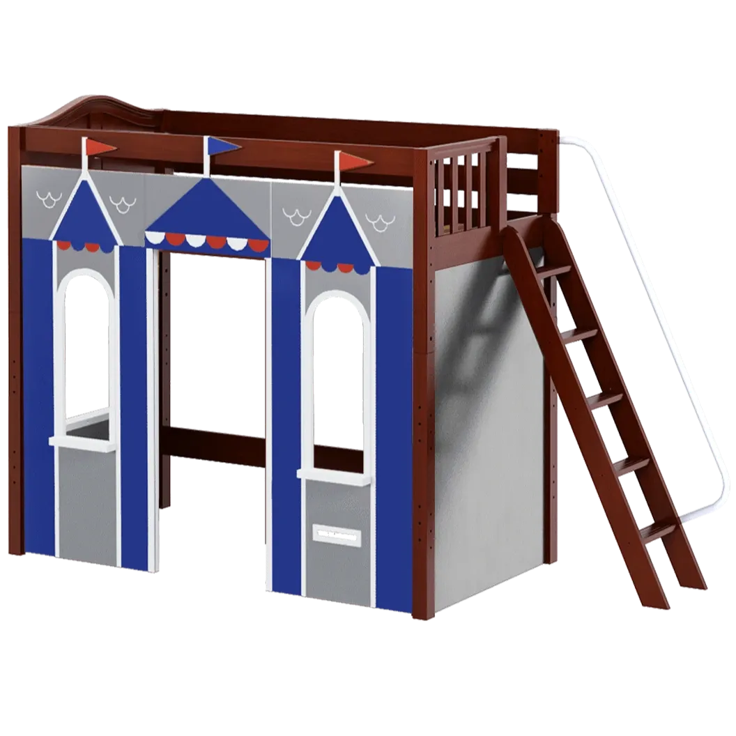 Maxtrix Twin High Loft Bed with Angled Ladder   Playhouse Panels
