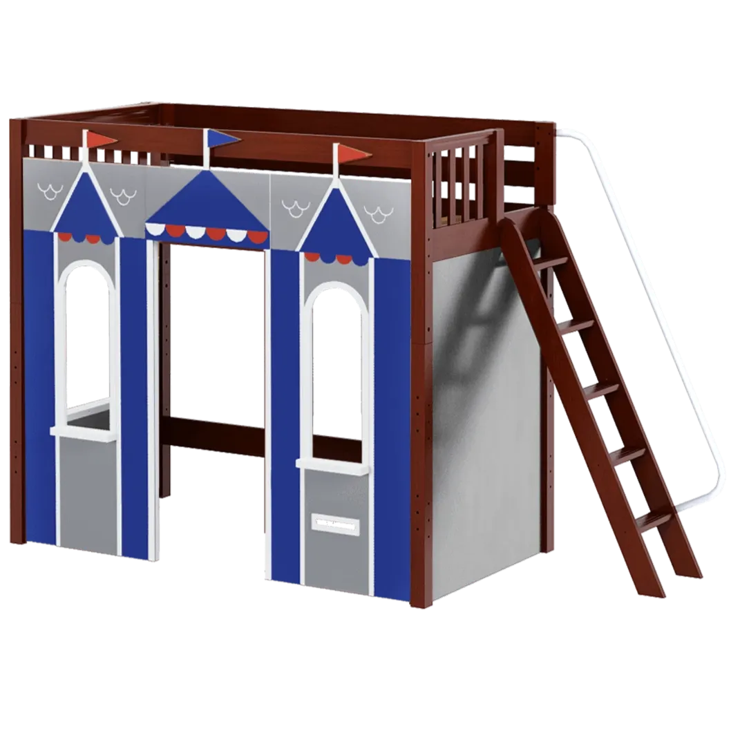 Maxtrix Twin High Loft Bed with Angled Ladder   Playhouse Panels