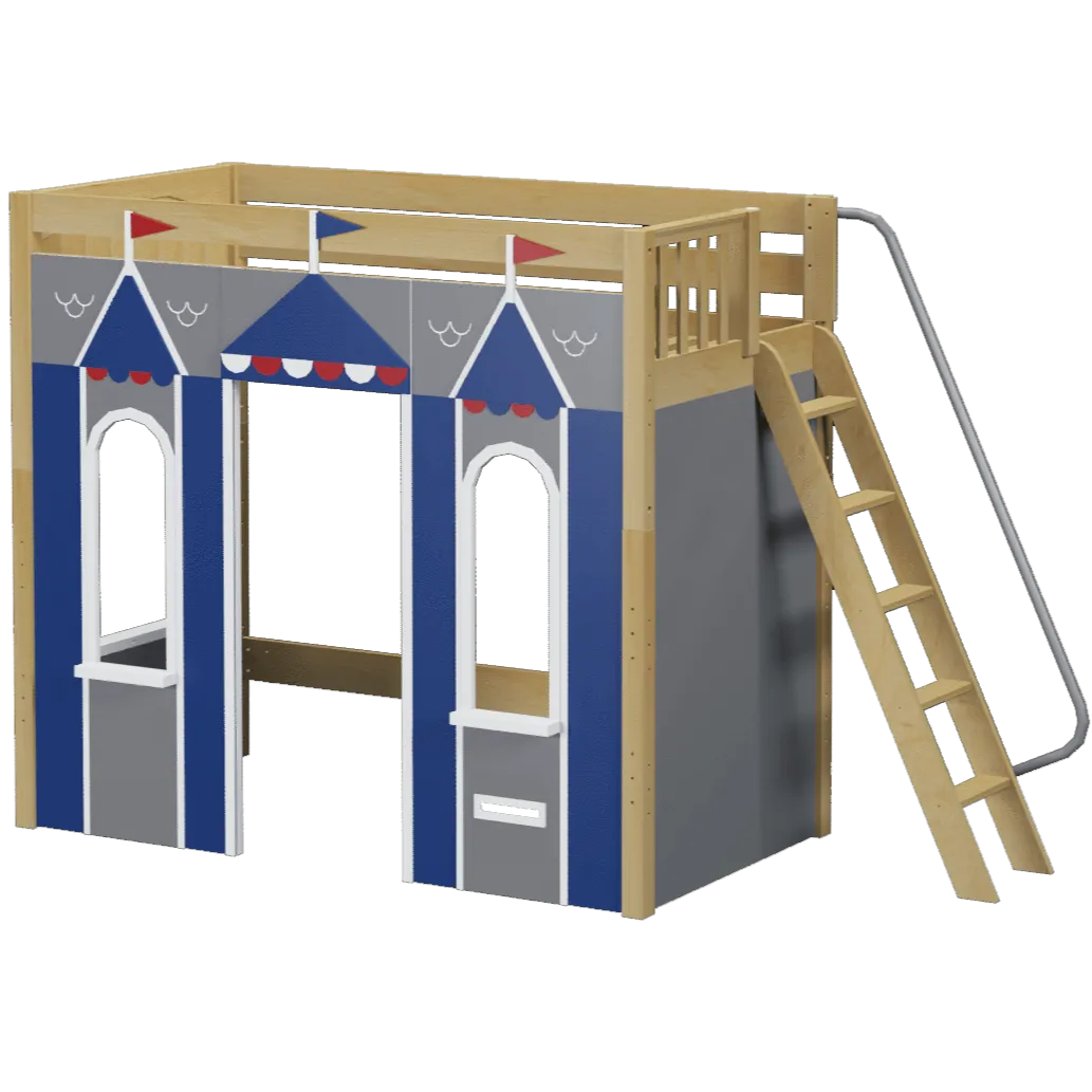 Maxtrix Twin High Loft Bed with Angled Ladder   Playhouse Panels