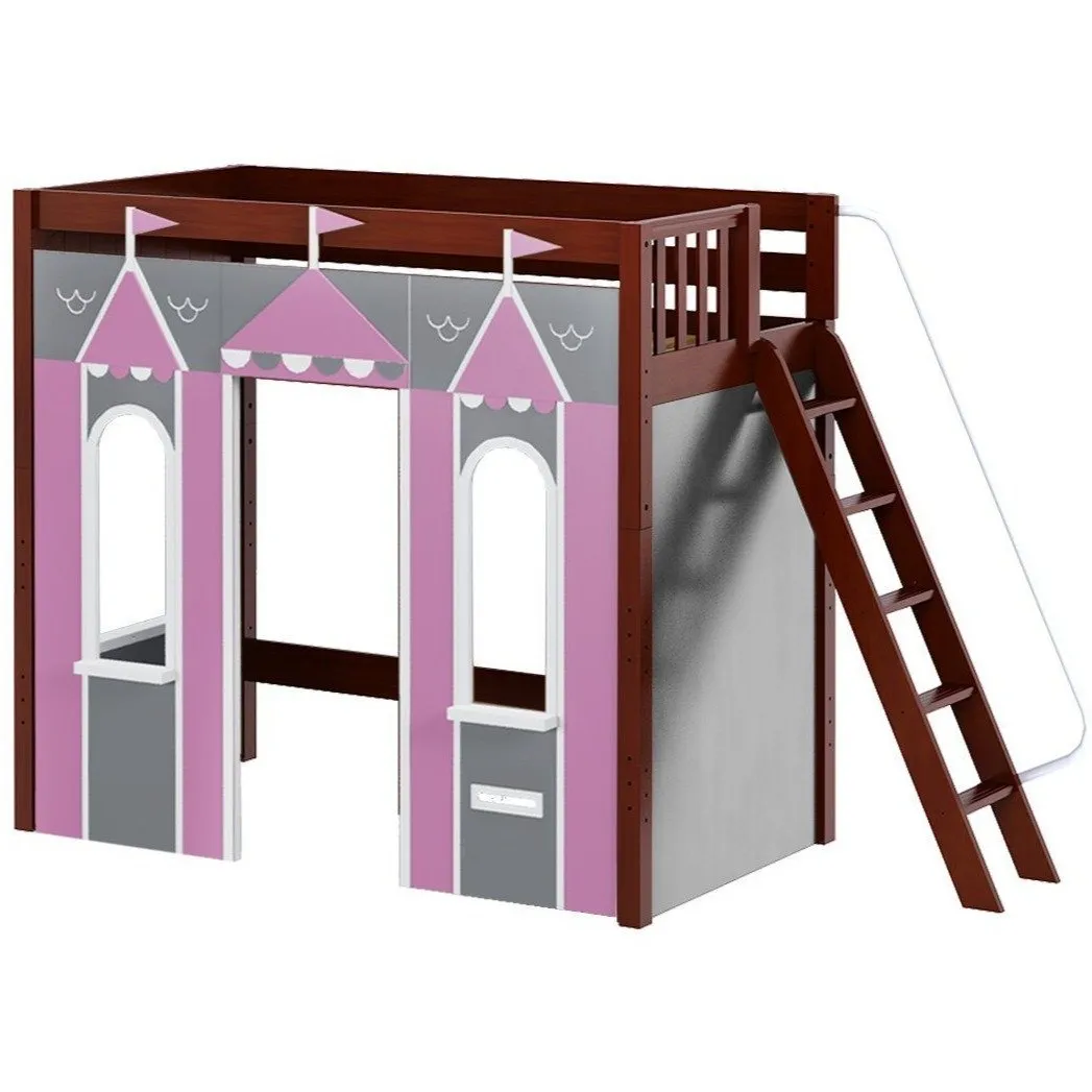 Maxtrix Twin High Loft Bed with Angled Ladder   Playhouse Panels