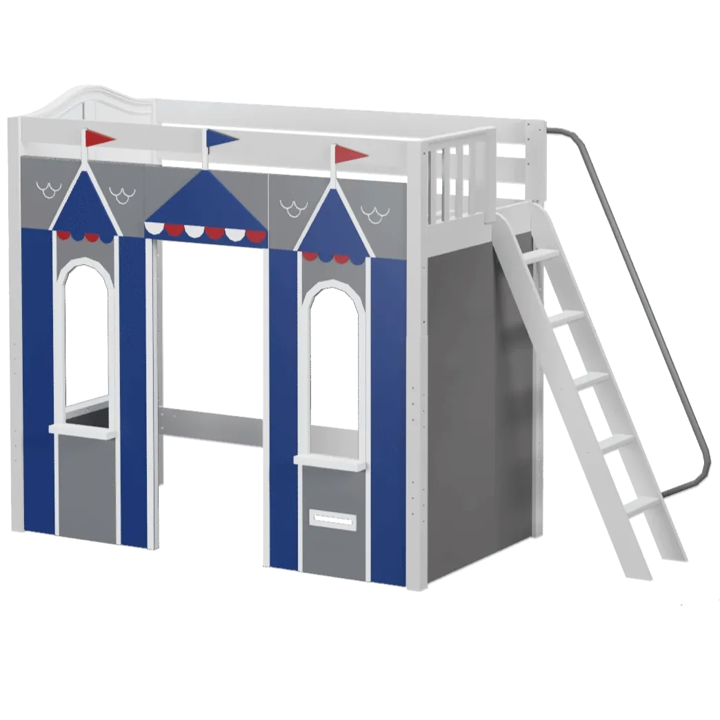 Maxtrix Twin High Loft Bed with Angled Ladder   Playhouse Panels