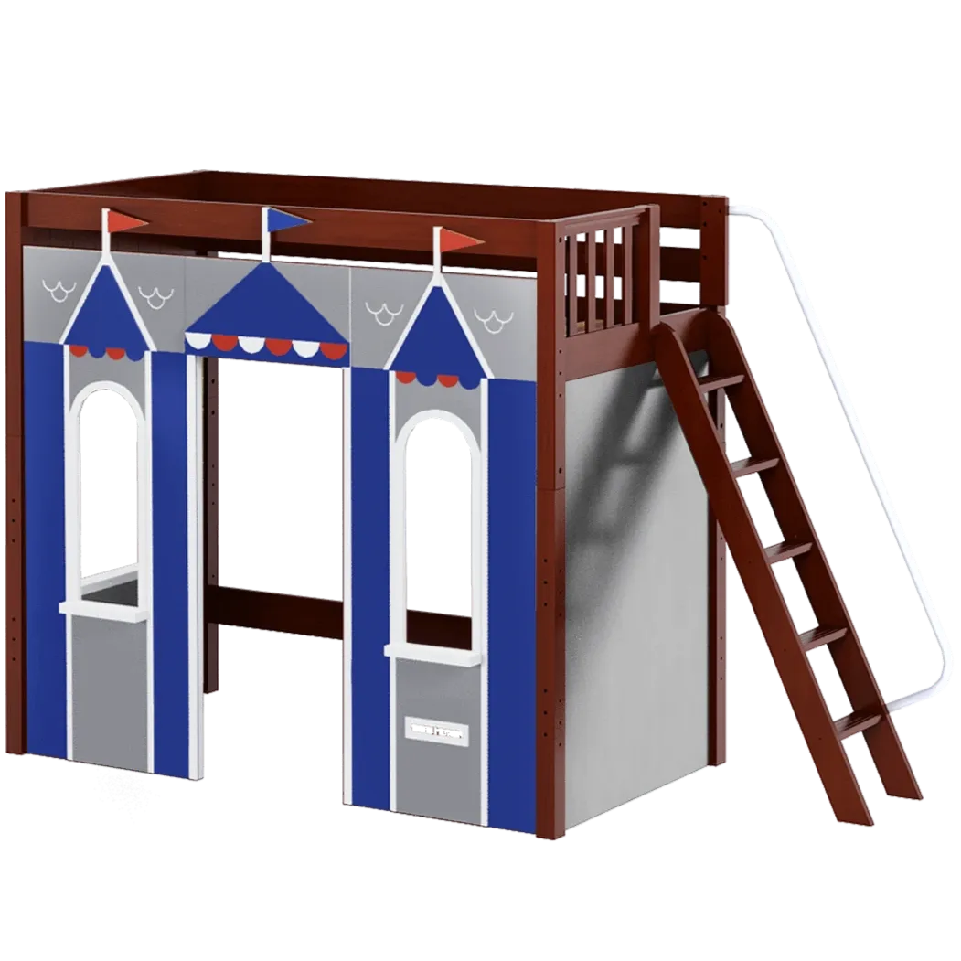 Maxtrix Twin High Loft Bed with Angled Ladder   Playhouse Panels