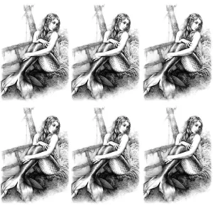 Mermaid Temporary Tattoos, 6-Sheet Large Fake Mermaid Half Arm Sleeve Tattoos
