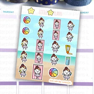 Mimi's Summer Edition - Party on the beach, Bikini, Beach Ball, Sun Tanning Planner Stickers (MI056)