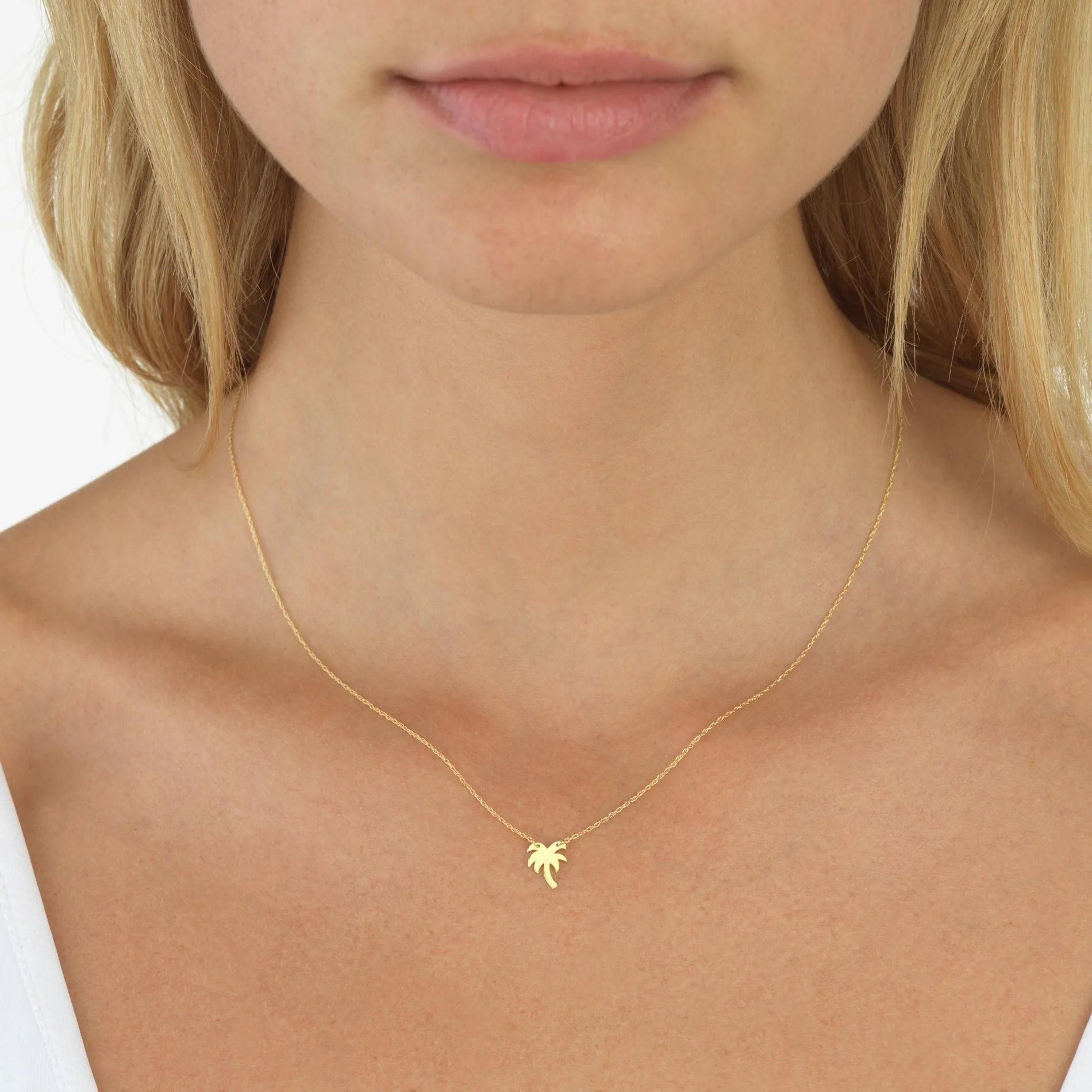 Mini Palm Tree Necklace 14K