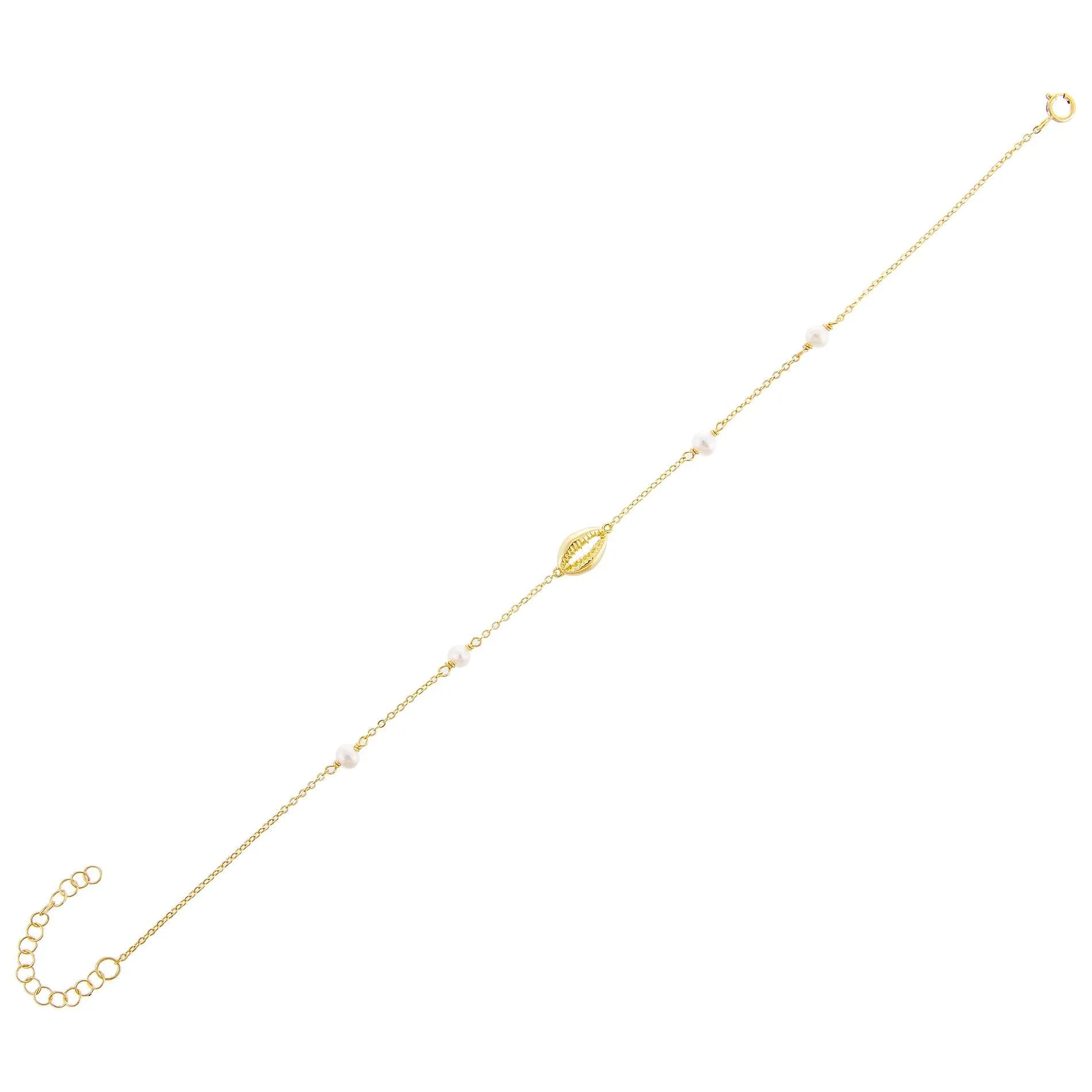 Mini Pearl X Shell Anklet