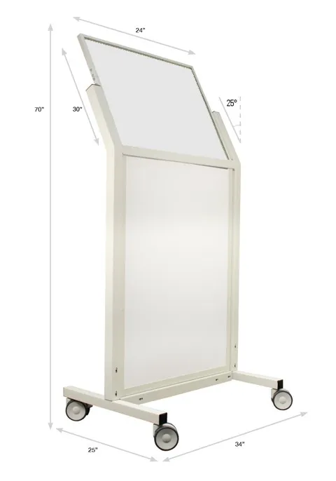 Mobile Lead Barrier - 34" Wide - Tilted Window