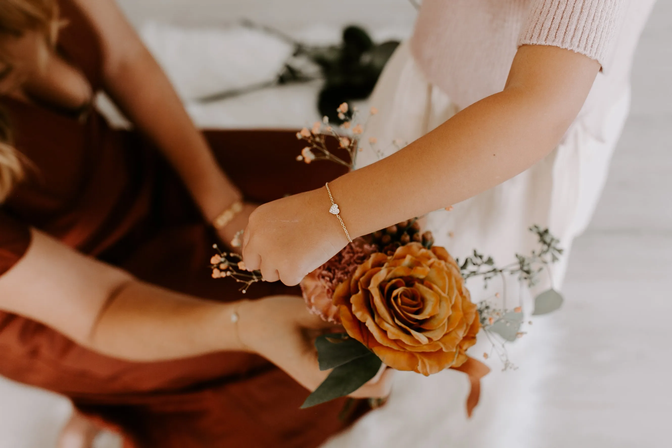 Mom & Babe Matching Diamond Heart Bracelet Set