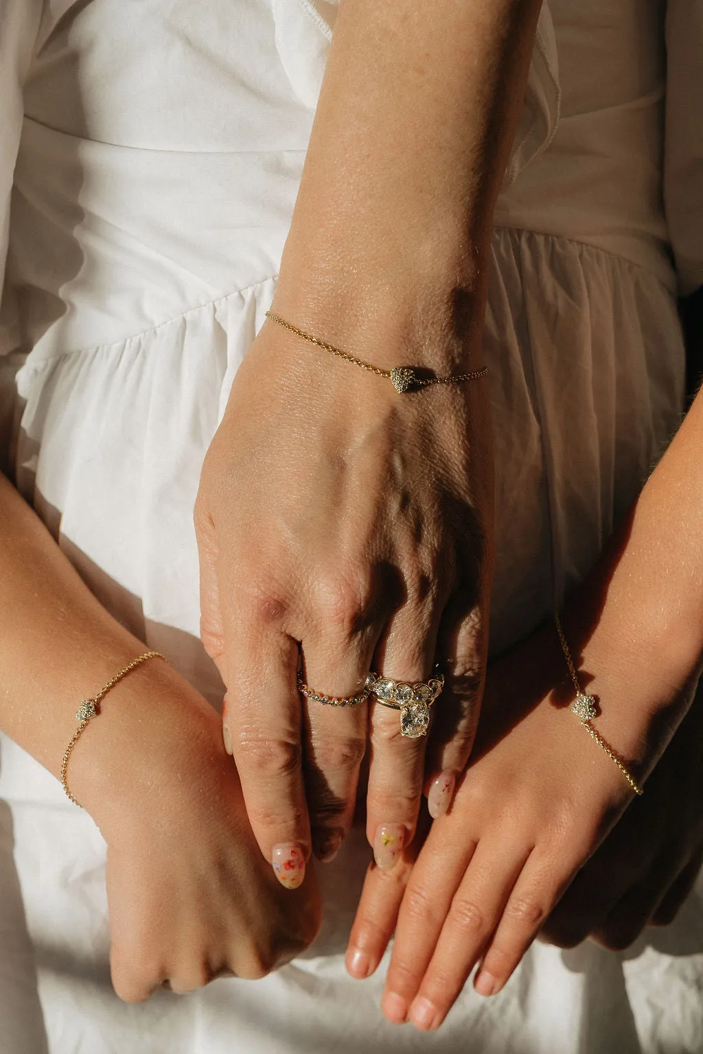 Mom & Babe Matching Diamond Heart Bracelet Set