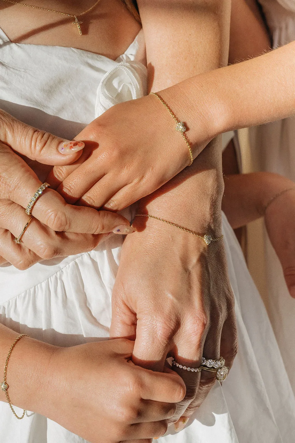 Mom & Babe Matching Diamond Heart Bracelet Set