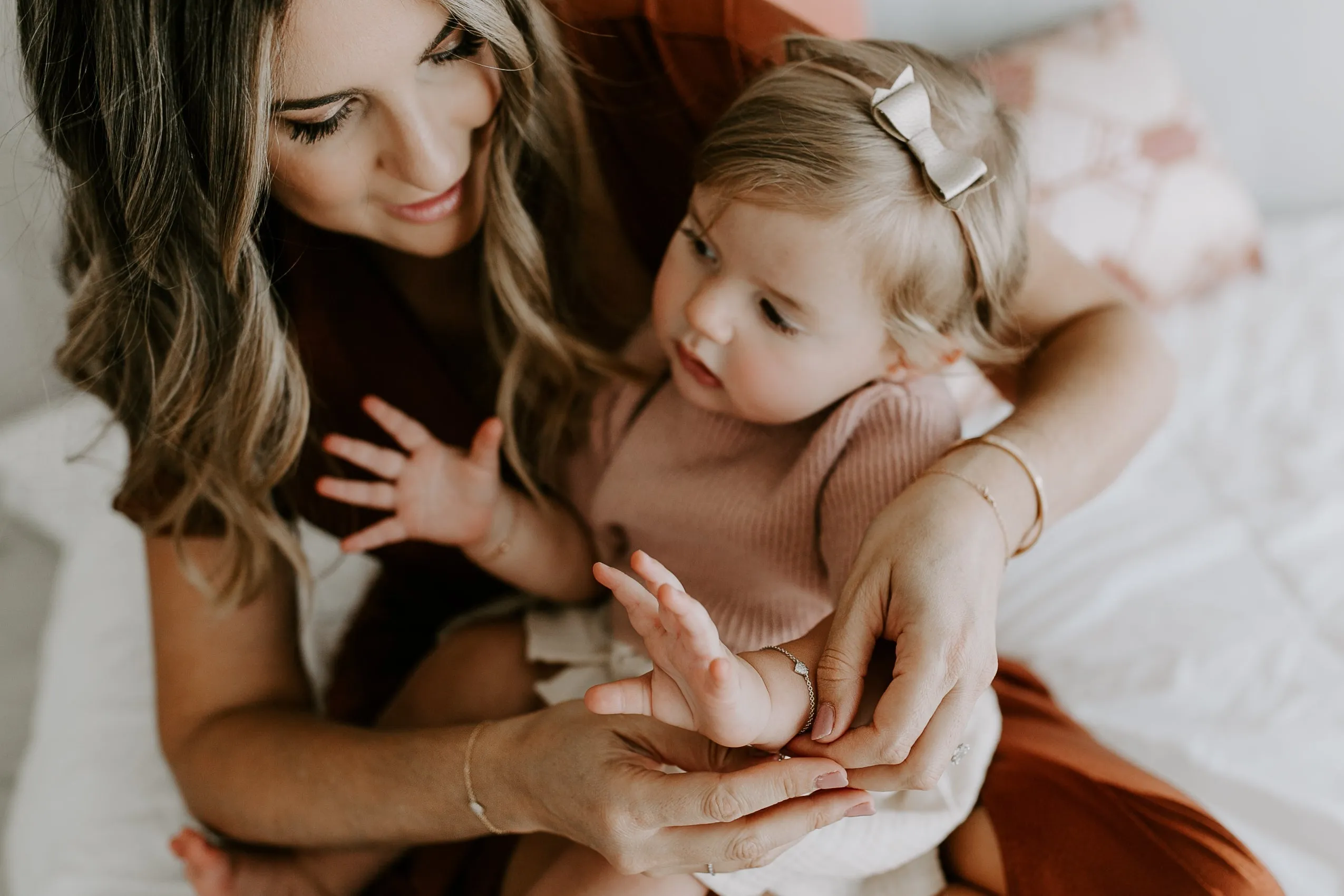 Mom & Babe Matching Diamond Heart Bracelet Set