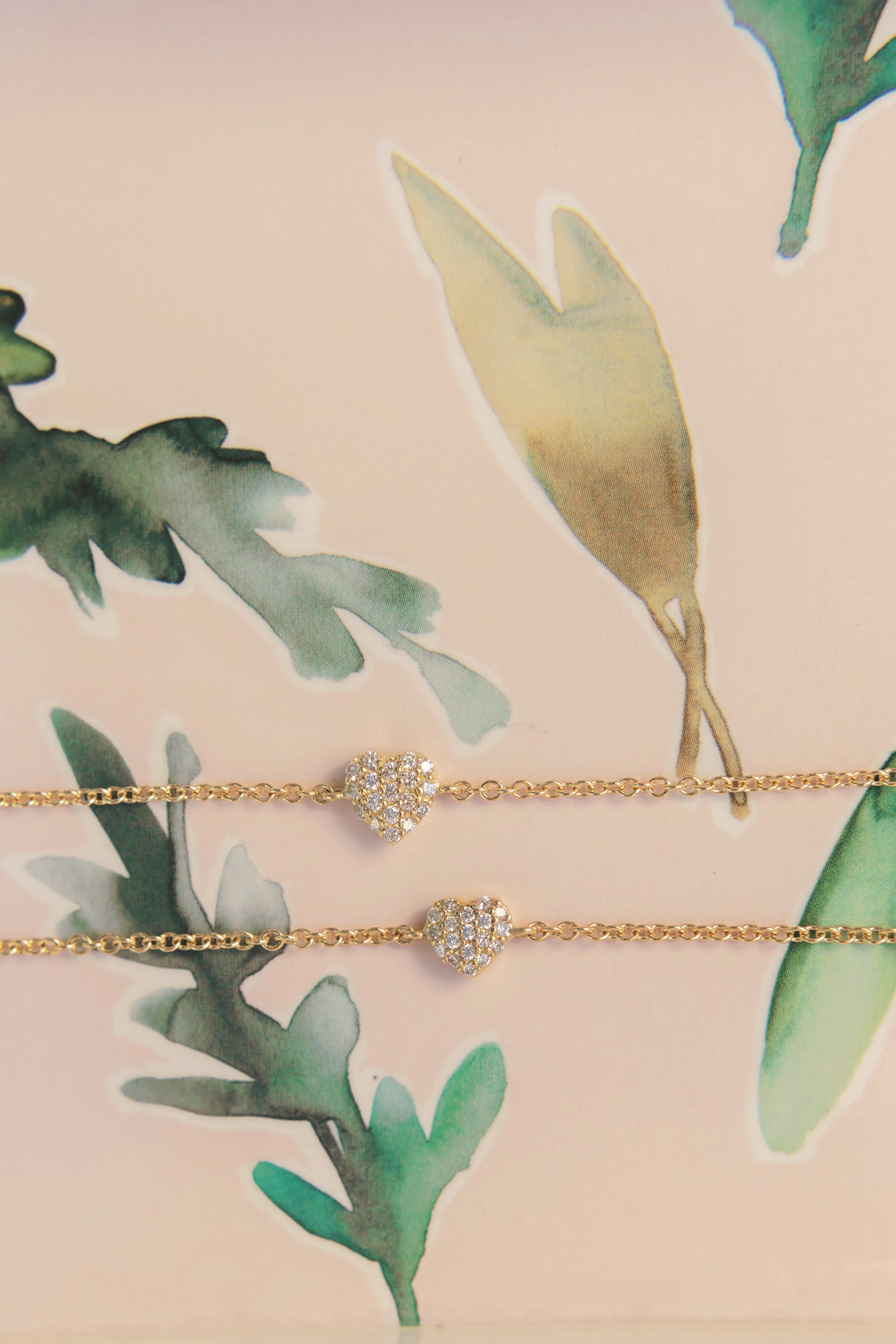 Mom & Babe Matching Diamond Heart Bracelet Set