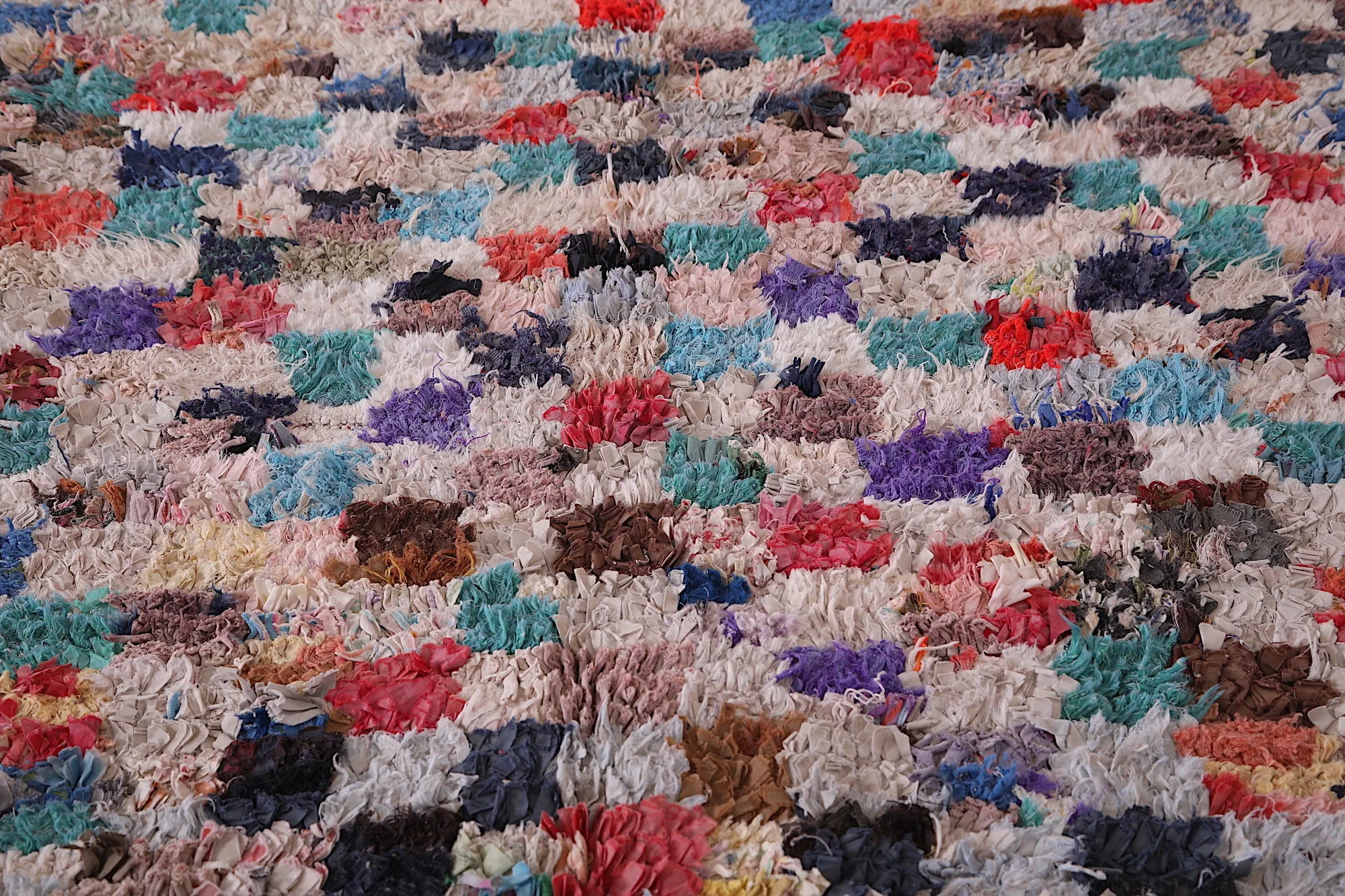 Moroccan Boucherouite Rug - 4.1x5.6 ft | Handwoven Patchwork Design