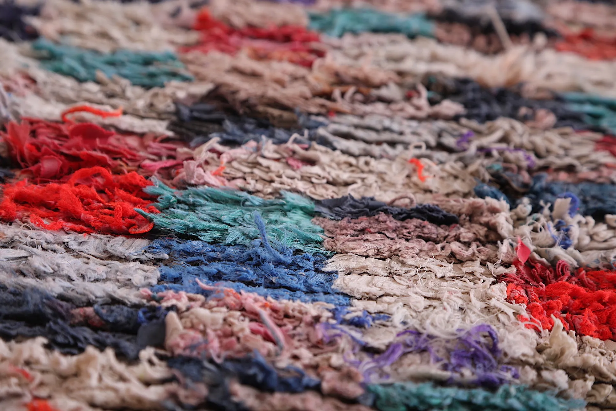 Moroccan Boucherouite Rug - 4.1x5.6 ft | Handwoven Patchwork Design