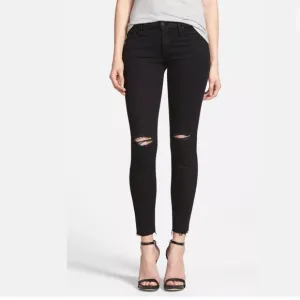 Mother Looker Ankle Fray Guilty As Sin Black Jean
