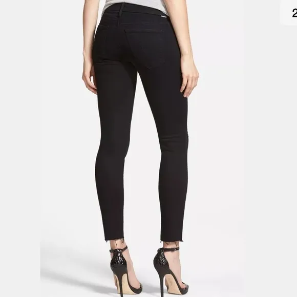 Mother Looker Ankle Fray Guilty As Sin Black Jean