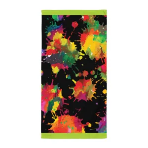 Neon Paint Splotches Towel