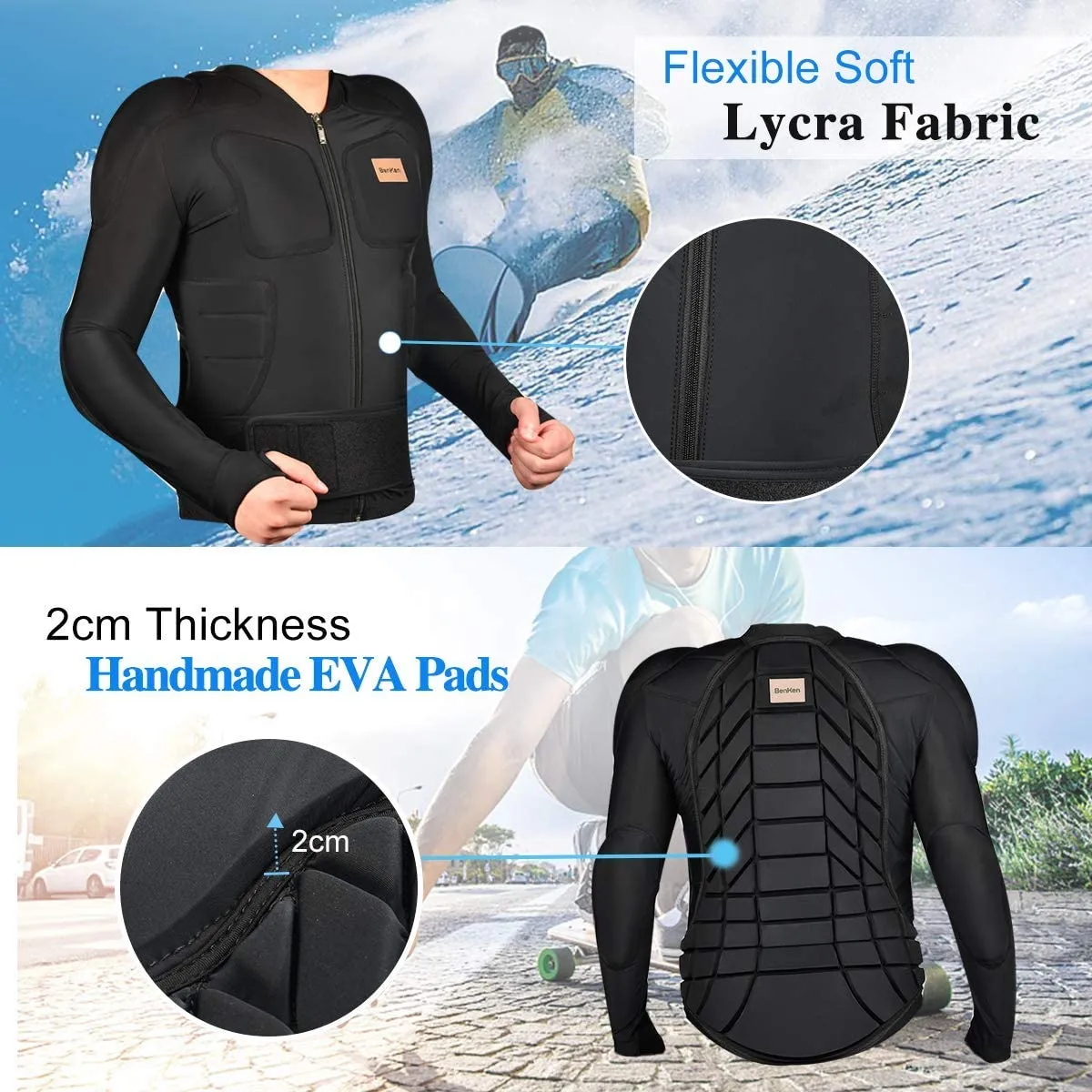New BenKen Outdoor Anti-Collision Protective Gear Unisex Full Body Armour Protector Protects against a variety of activities & sports! Sz M