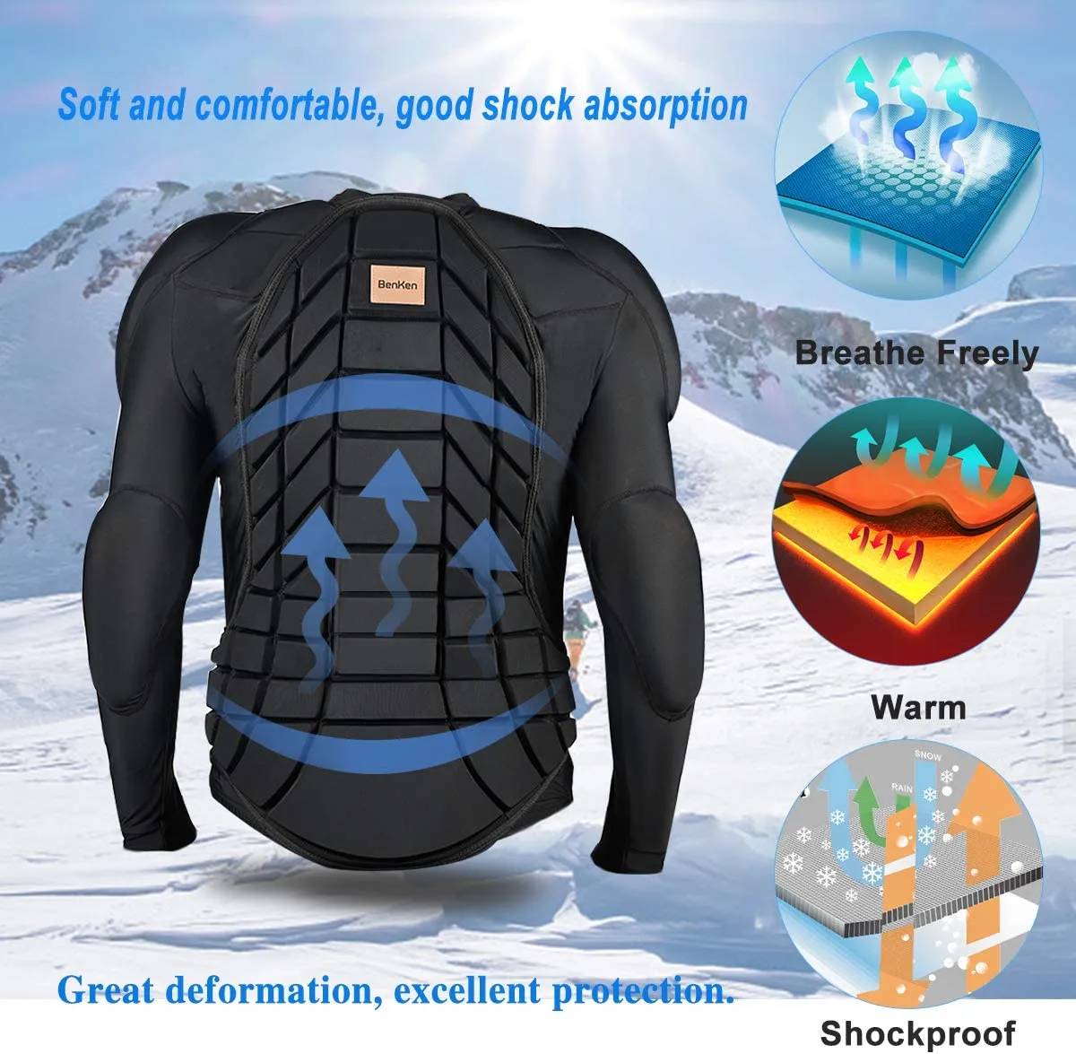 New BenKen Outdoor Anti-Collision Protective Gear Unisex Full Body Armour Protector Protects against a variety of activities & sports! Sz M