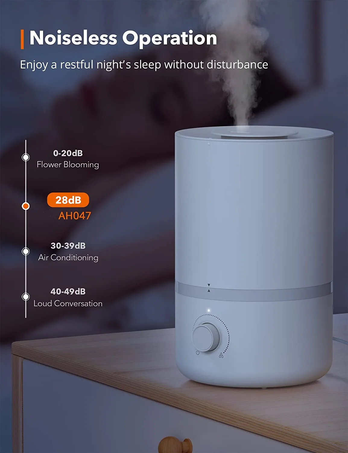New in box! Taotronics 3L Cool Mist Humidifier Top Fill Humidifier with Essential Oil Tray for Large Rooms! WHITE!
