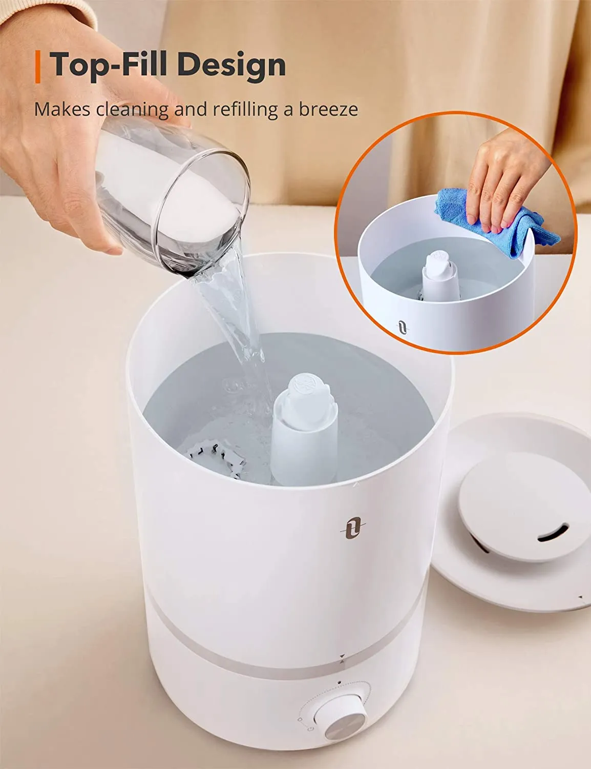 New in box! Taotronics 3L Cool Mist Humidifier Top Fill Humidifier with Essential Oil Tray for Large Rooms! WHITE!