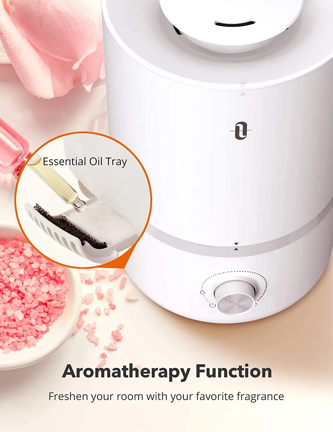New in box! Taotronics 3L Cool Mist Humidifier Top Fill Humidifier with Essential Oil Tray for Large Rooms! WHITE!