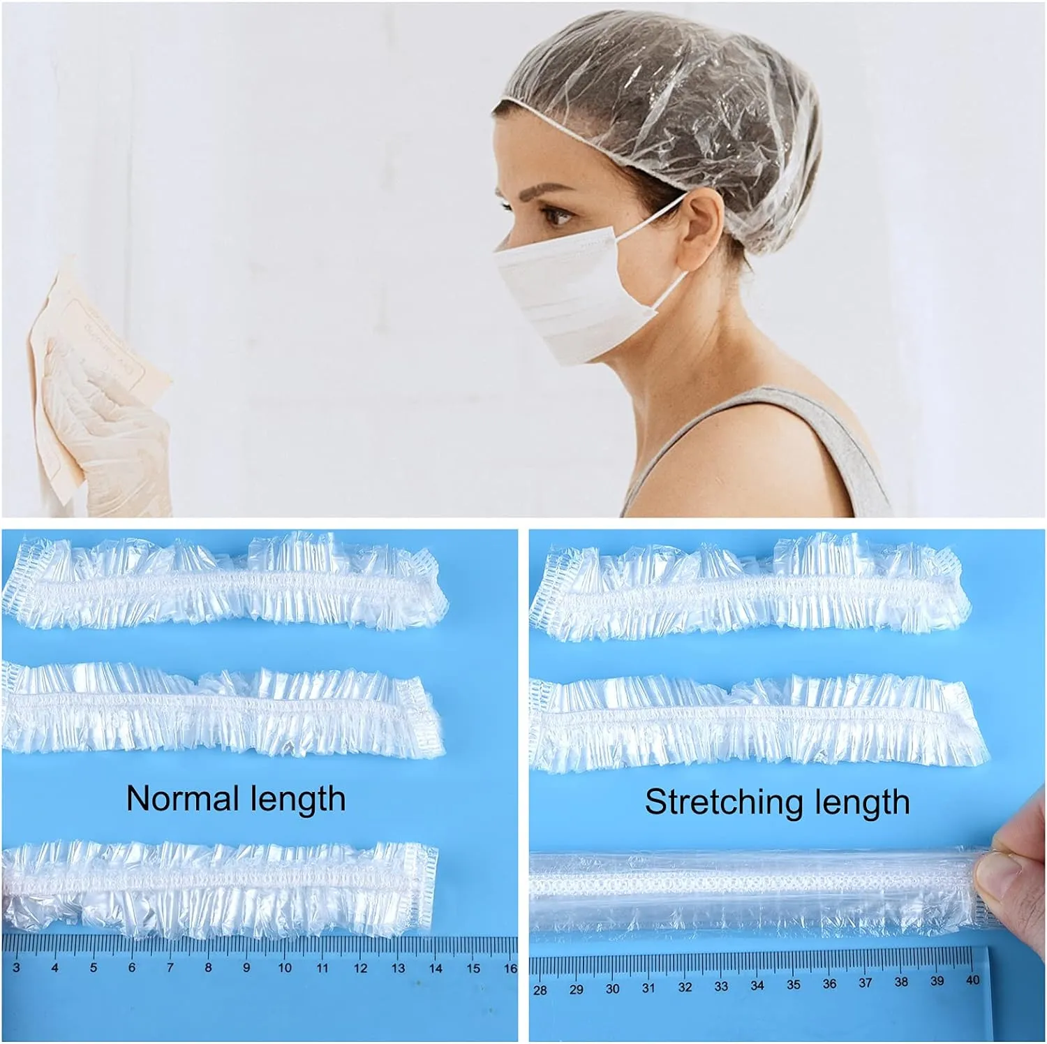NEW TUPARKA 3 Pcs Disposable Shower Caps Plastic Elastic Bath Cap for Home Use Hotel Spa and Hair Salon Supplies