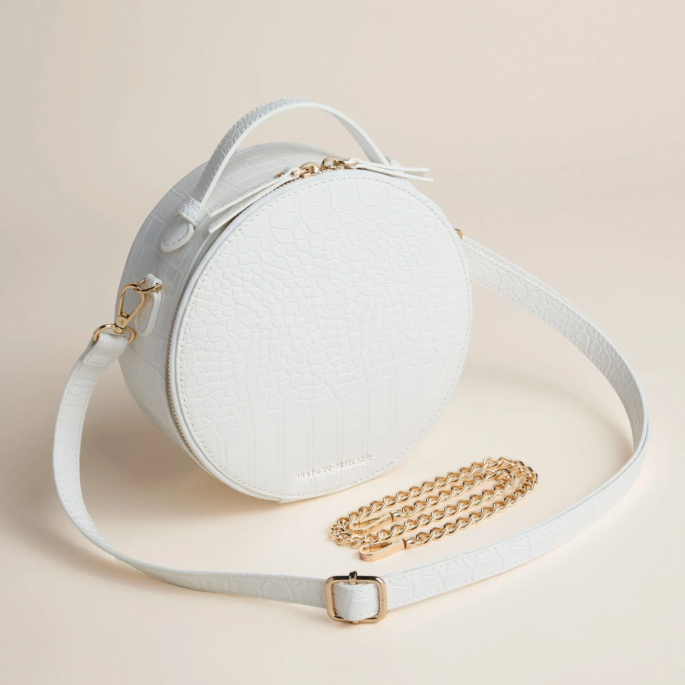 Nomad Round Travel Bag - White Crocodile