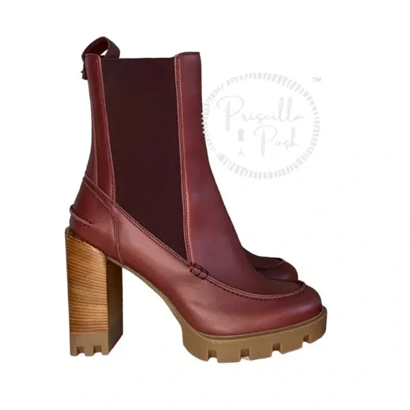 NWB Christian Louboutin Glory Leather Red Sole Chelsea Booties Chestnut Brown 40