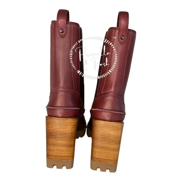 NWB Christian Louboutin Glory Leather Red Sole Chelsea Booties Chestnut Brown 40