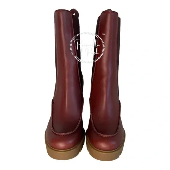 NWB Christian Louboutin Glory Leather Red Sole Chelsea Booties Chestnut Brown 40