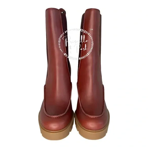 NWB Christian Louboutin Glory Leather Red Sole Chelsea Booties Chestnut Brown 40