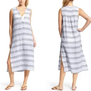 NWT Meditation Stripe Midi Coverup Linen Dress Medium