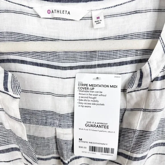 NWT Meditation Stripe Midi Coverup Linen Dress Medium
