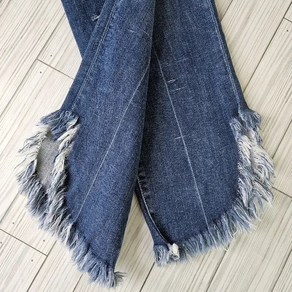 PAIGE Denim Hoxton Straight Cropped Ankle Jeans in Distressed Norfolk Blue Sz 25