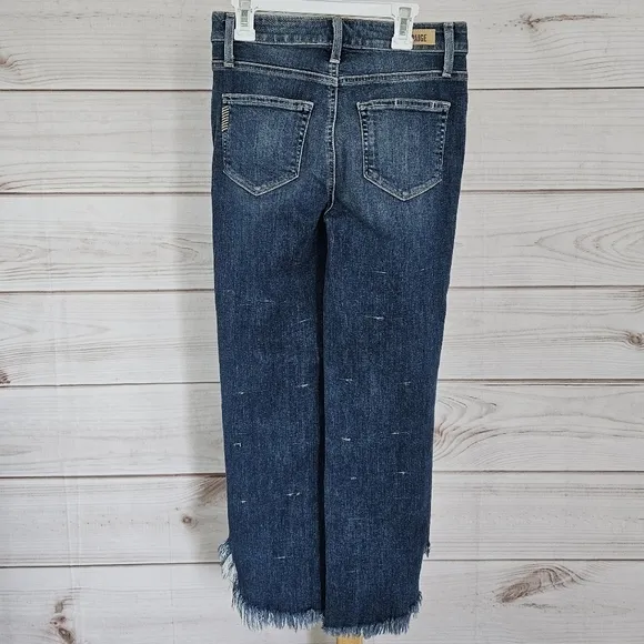 PAIGE Denim Hoxton Straight Cropped Ankle Jeans in Distressed Norfolk Blue Sz 25