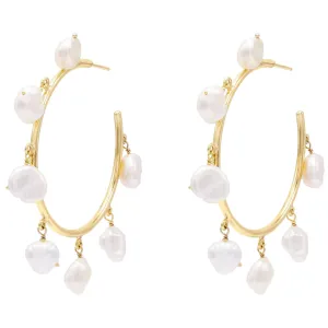 Pearl Pendant Hoop Earring