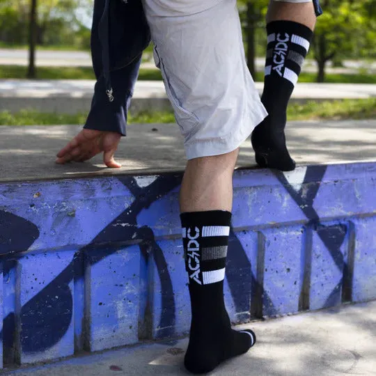 Perris Licensed AC/DC "High Voltage" Large Crew Socks in Black (1-Pair)