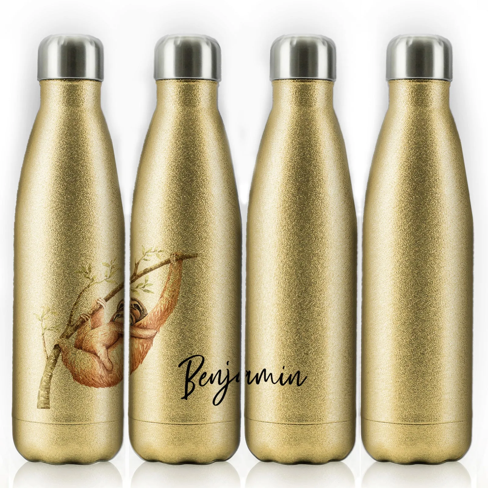 Personalised Cola Bottle with Welcoming Text and Climbing Mum and Baby Sloths