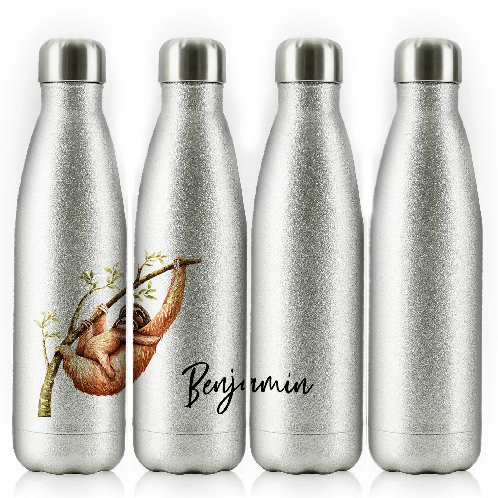 Personalised Cola Bottle with Welcoming Text and Climbing Mum and Baby Sloths