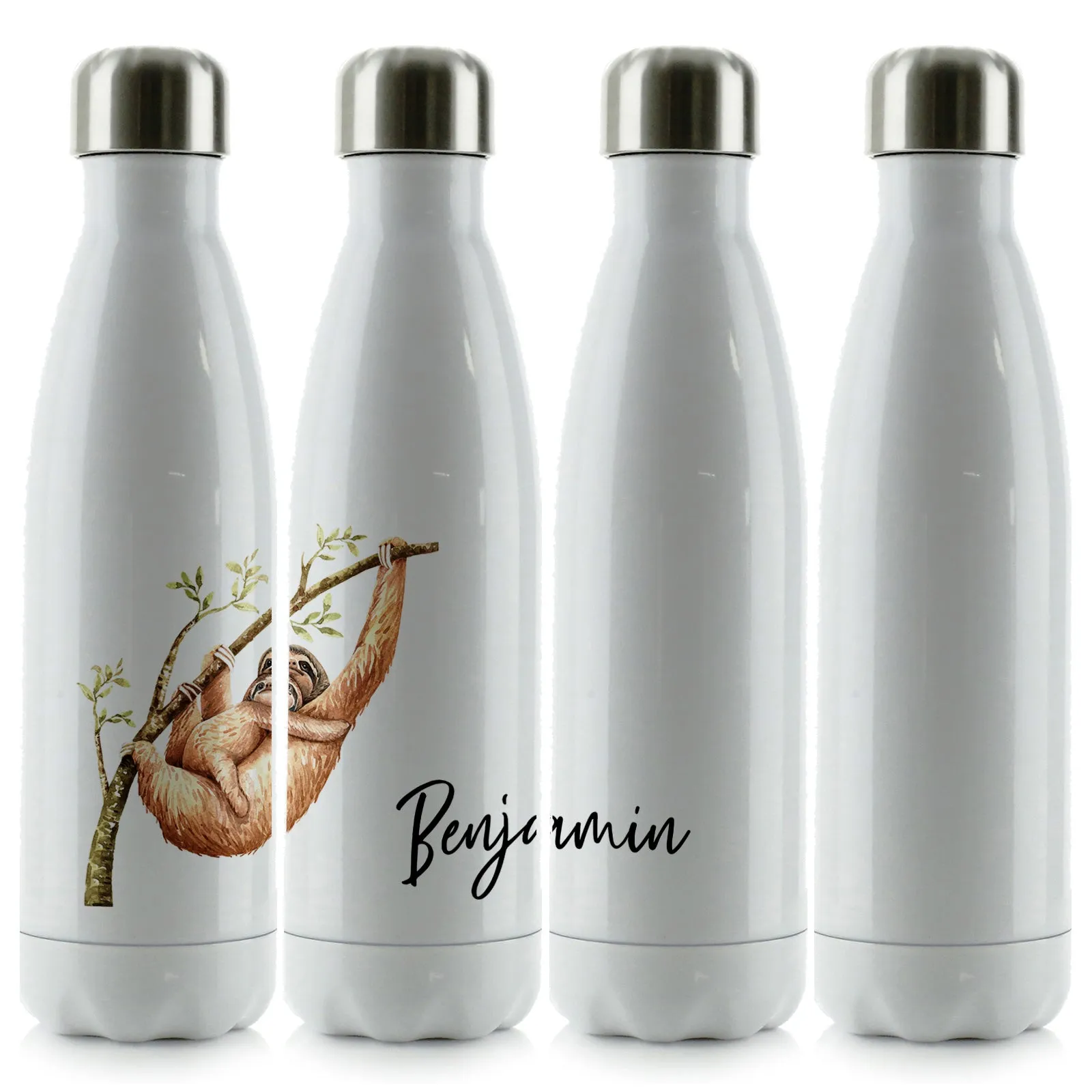 Personalised Cola Bottle with Welcoming Text and Climbing Mum and Baby Sloths