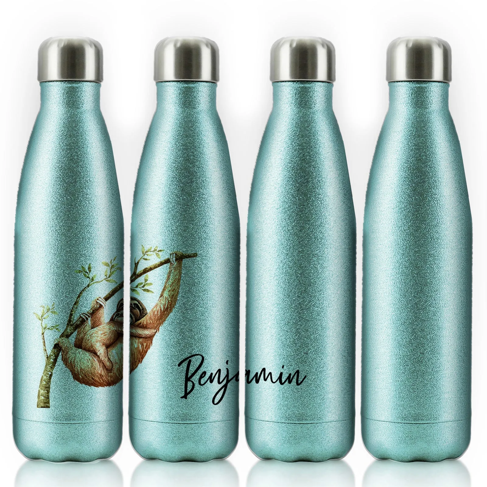 Personalised Cola Bottle with Welcoming Text and Climbing Mum and Baby Sloths