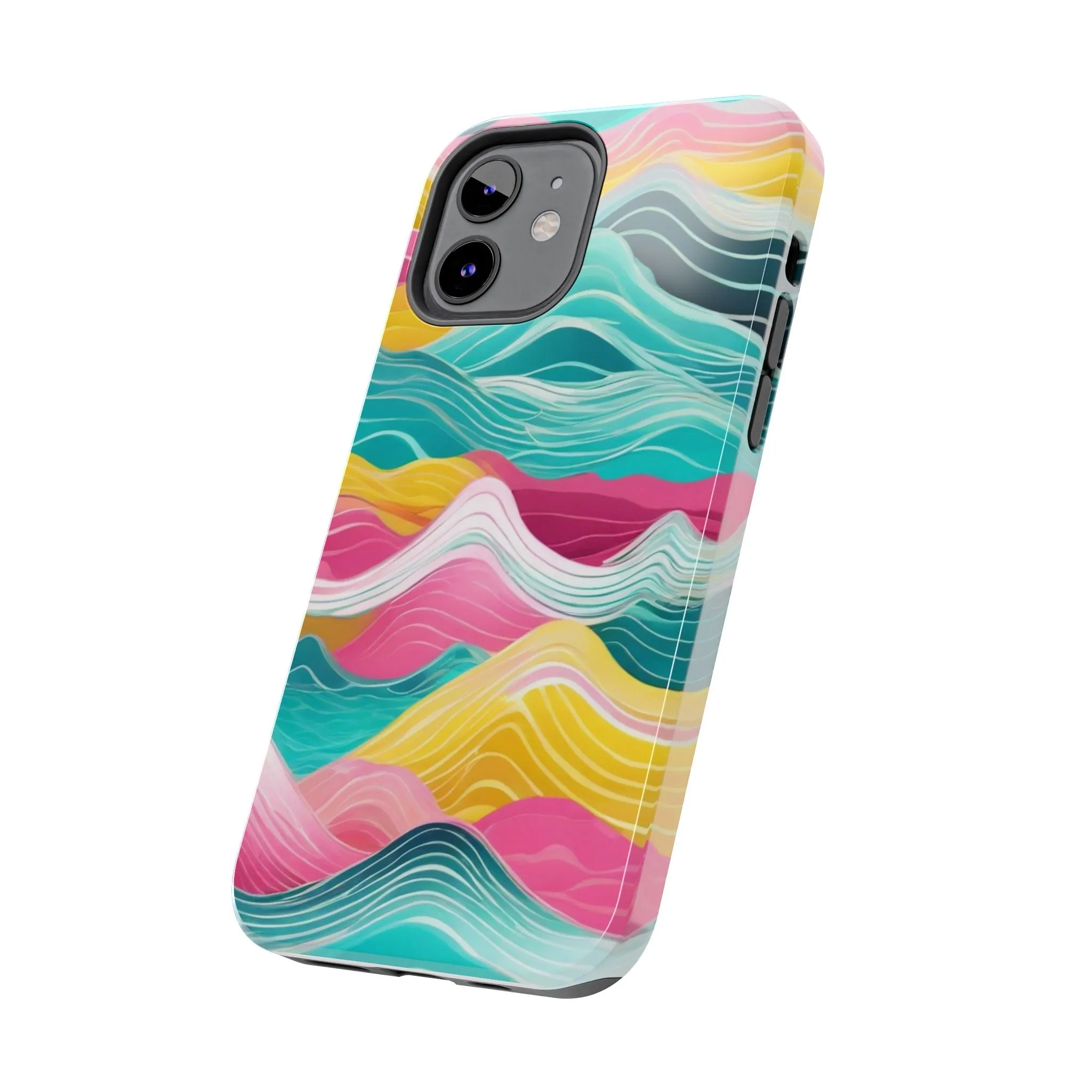 Pink Teal Ocean Waves Tough Phone Case