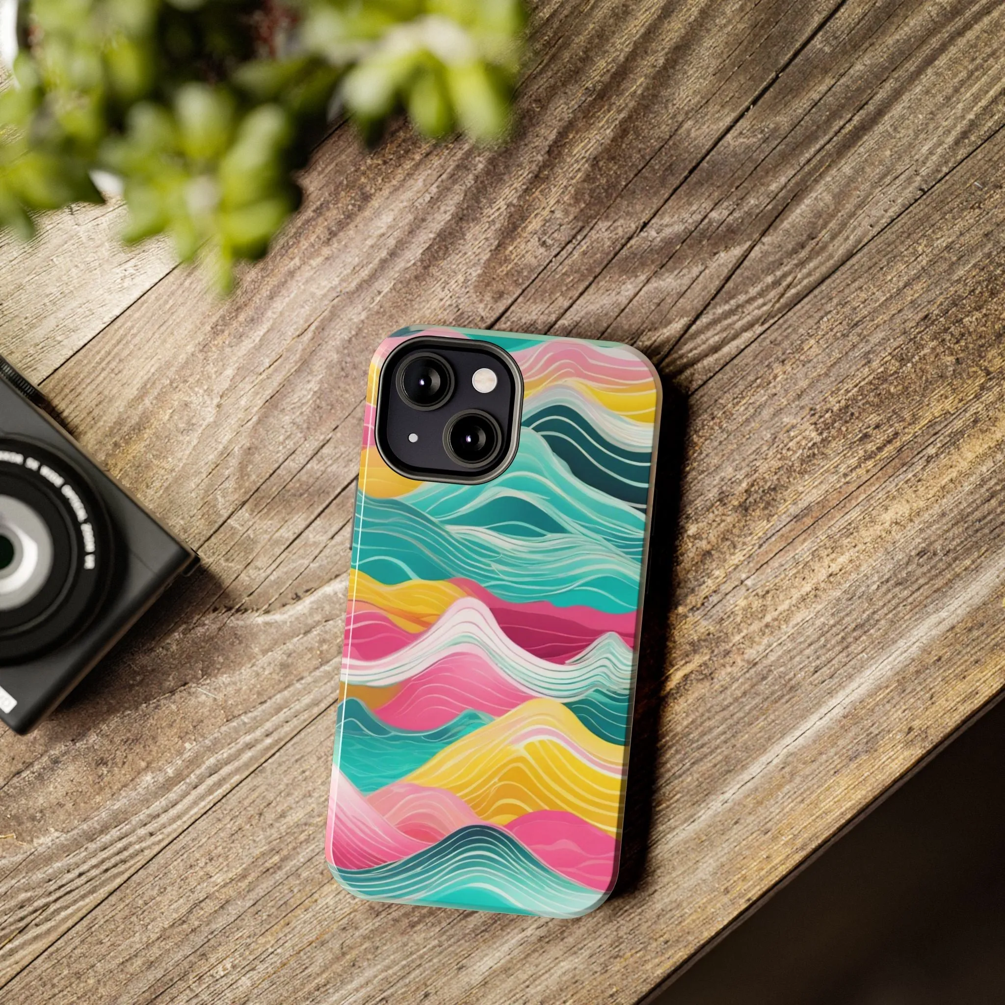 Pink Teal Ocean Waves Tough Phone Case