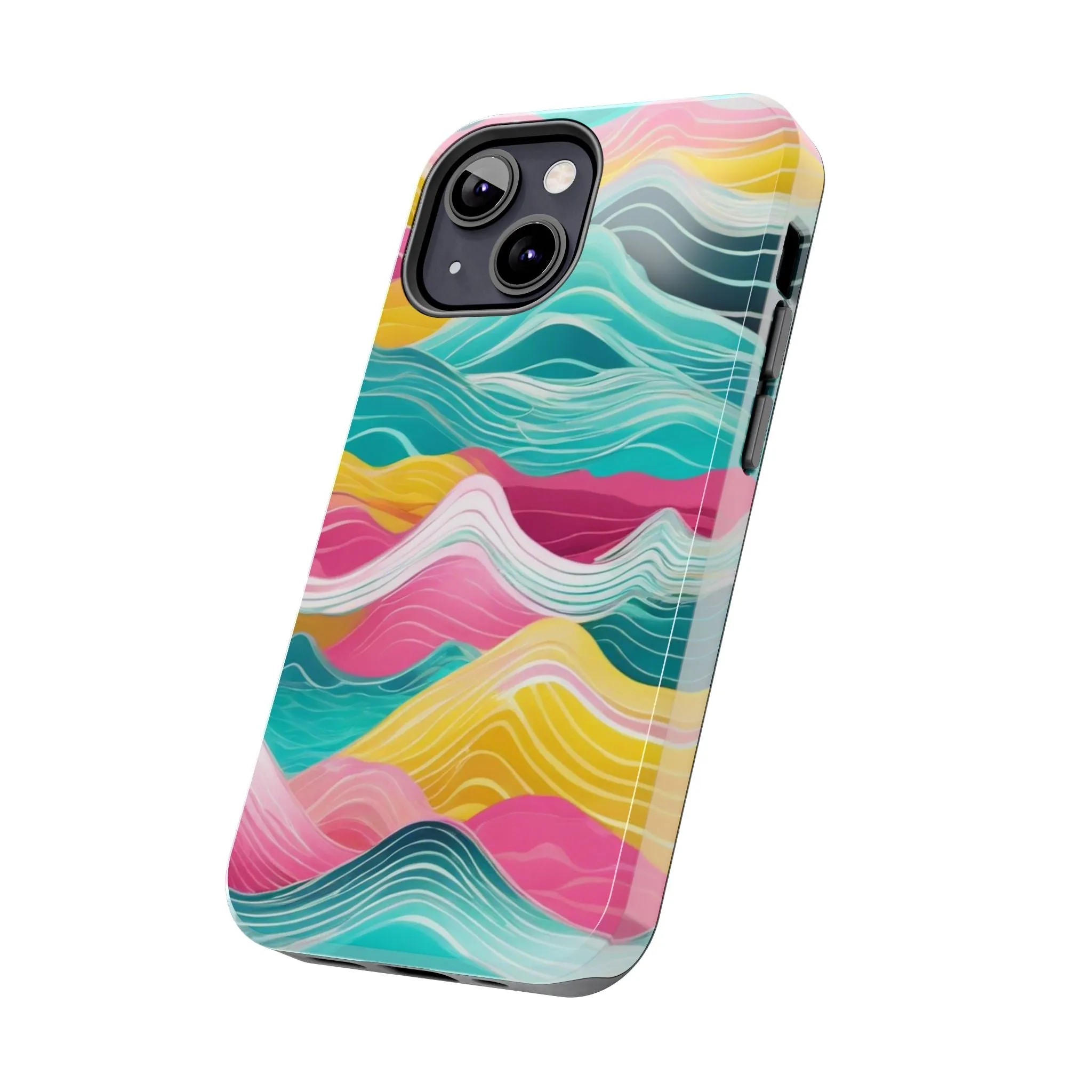 Pink Teal Ocean Waves Tough Phone Case