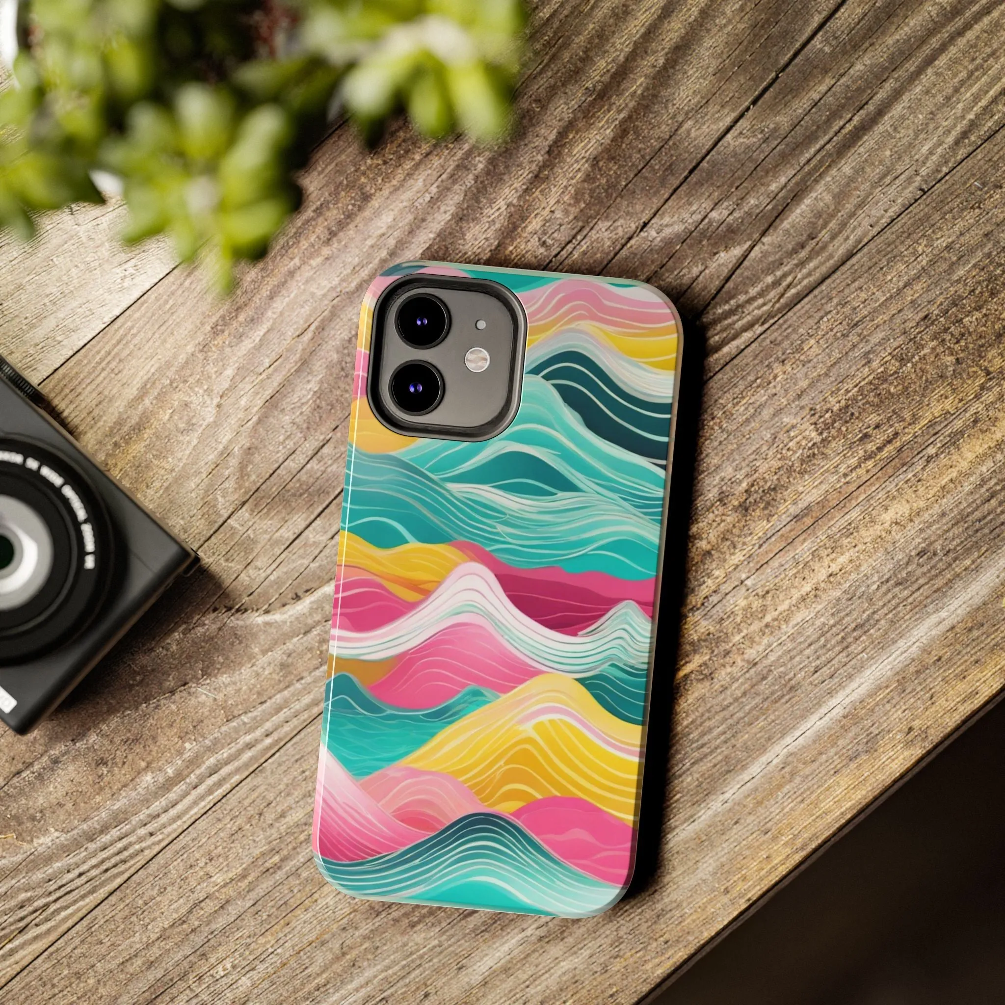 Pink Teal Ocean Waves Tough Phone Case