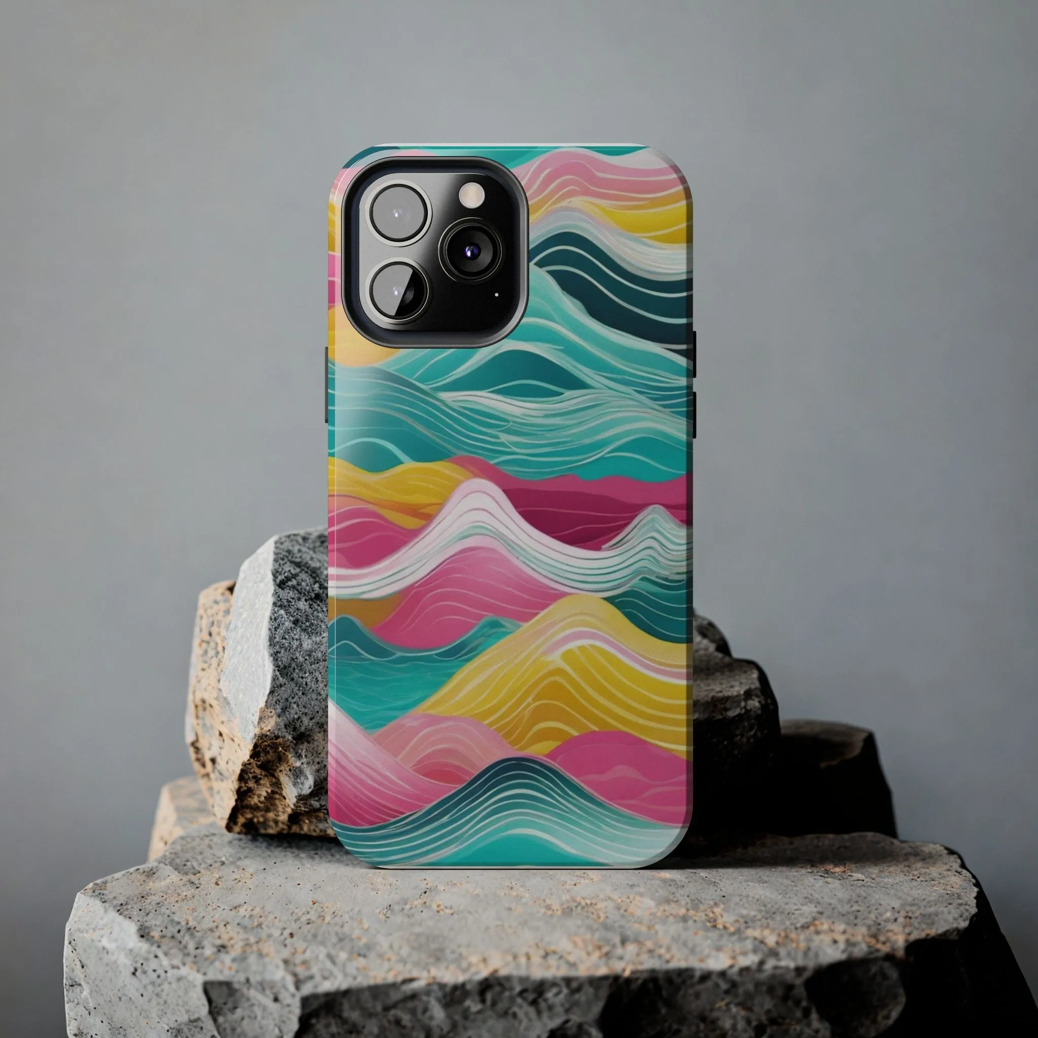 Pink Teal Ocean Waves Tough Phone Case